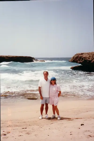 Mario R. Alvarez, Sr. on a sandy beach